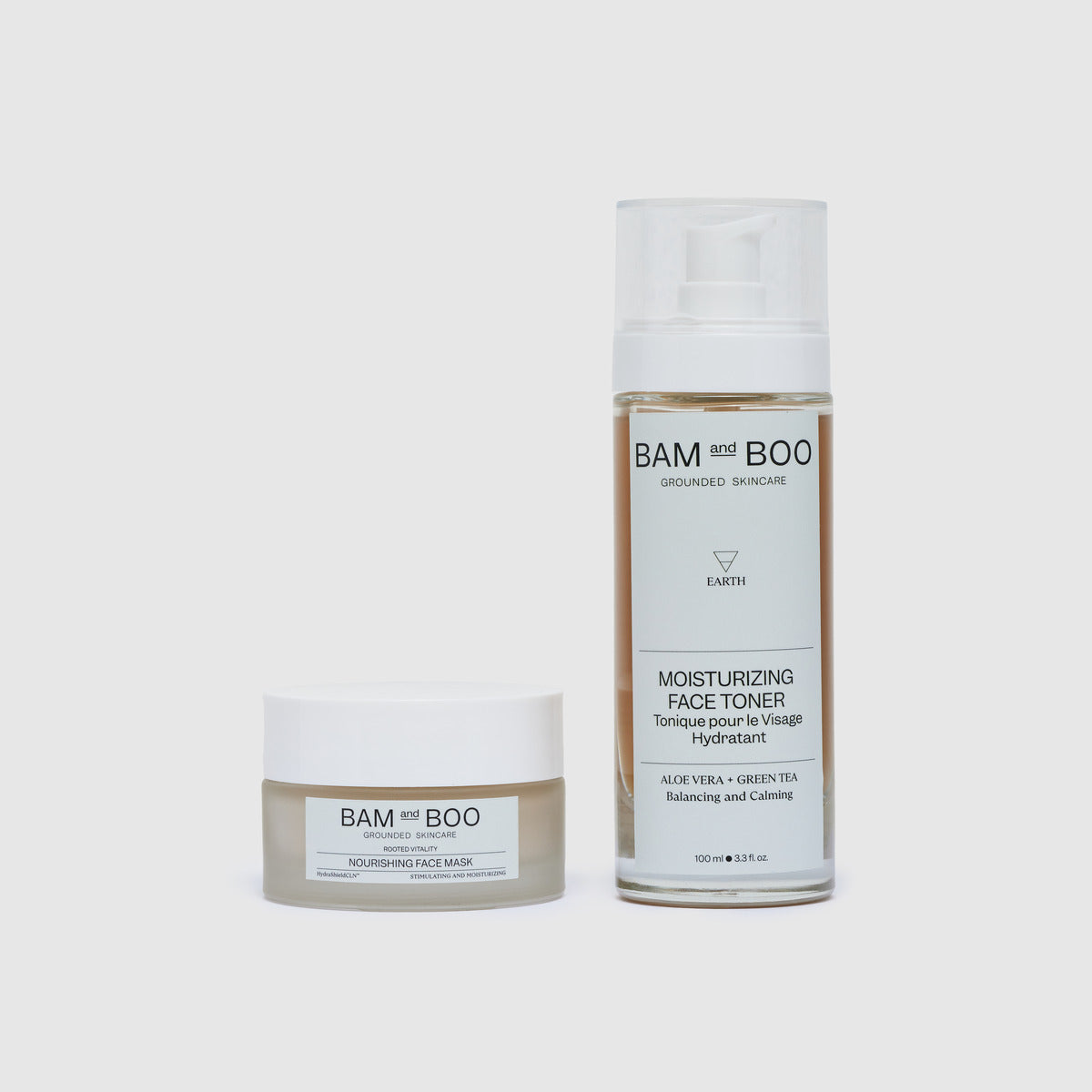 Nourishing Face Mask + Moisturizing Face Toner - Jar and Bottle Pack Shot - Christmas Holiday Gift Sets - BAMandBOO Grounded Skincare Azores