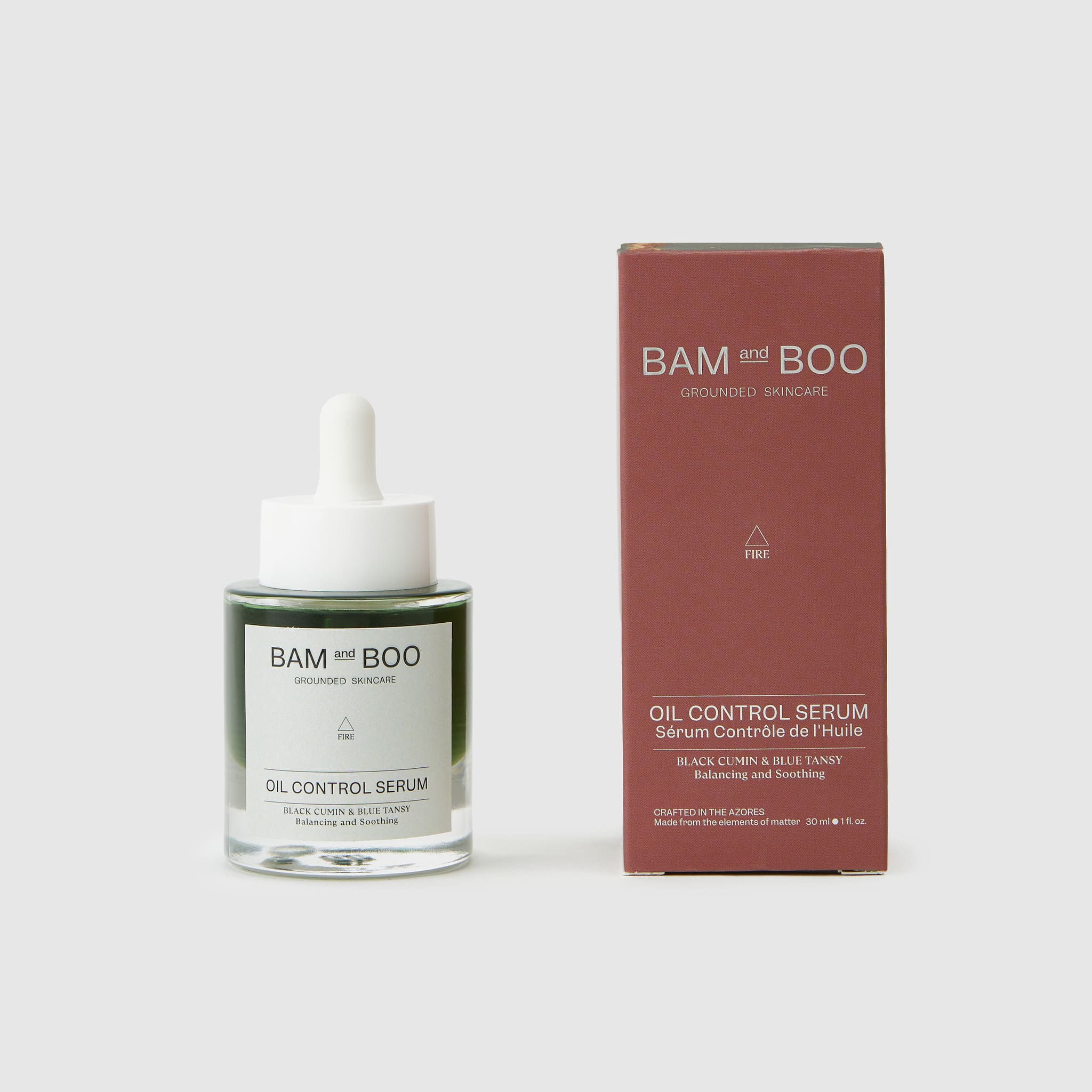 Oil Control Serum - Pack Shot Product Packaging - BAMandBOO Grounded Skincare Azores